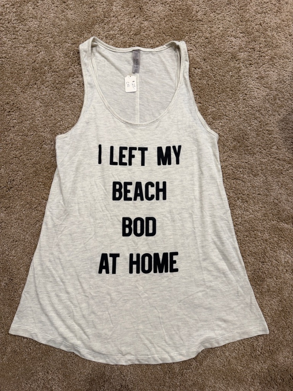 Trendy boutique Light Gray Muscle Tee with Black Text